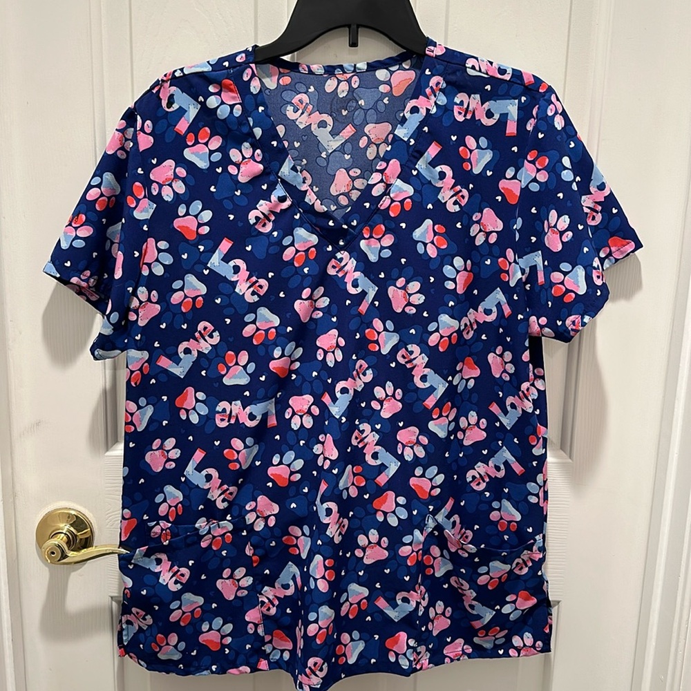 Pawprint Love Scrub Top